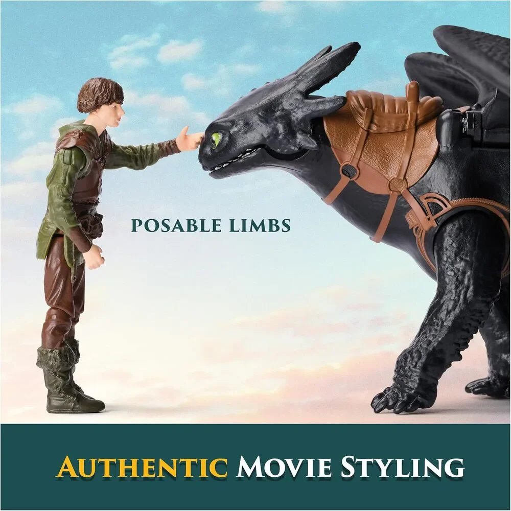 Dreamworks Dragons Toothless & Hiccup Action Figures Viking Rider Duo NIB